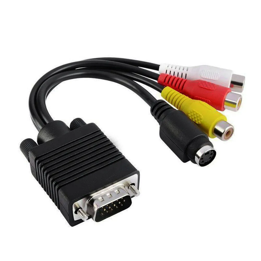 VGA to TV 3 RCA S-Video AV Adapter for Laptop PC Computer Video Out TV HDTV LCD Projector Monitor