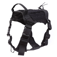 Harnais tactique pour chien en nylon 1000D imperméable, système de transport en maille résine anti-traction, poche intérieure zippée, taille moyenne