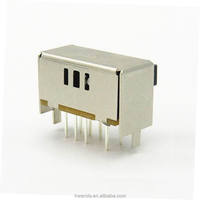Interrupteur coulissant DPDT à double rangée horizontale, 3 positions, 8 broches, plaqué argent, 19,8x9,1mm, pas de 2,5/5,0mm, 50V CC 0,3A, petit interrupteur