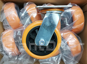 Top Quality Heavy Duty 4 Inch 5 Inch 6 Inch 8 Inch Rigid Casters Orange Polyurethane Caster <strong>Wheel</strong> - Product Image 6