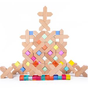 Children's INS Wooden Light-Transmitting Educational Building Block Set with Assembly Cube Rainbow <strong>Gem</strong> Crystal Building Blocks - Product Image 1