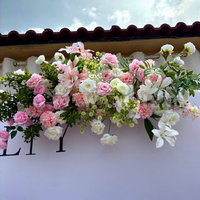 Décoration de toile de fond en roses artificielles en soie rose et blanches pour mariage, événement, fête, faite à la main, durable, accessoires de photographie en extérieur, location