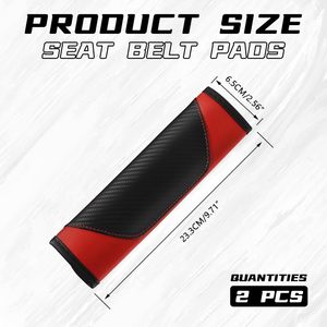 2 Fundas para Cinturón de Seguridad de Coche, Cojín para Hombro (Rojo) de Fibra de Carbono y Cuero PU, Resistentes a Arañazos y Rayos UV - Product Image 2