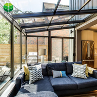 Pan-Steel modern prefabrikasi modular kaca antigores sunroom taman musim dingin ruang matahari hijau villa dapat diperpanjang