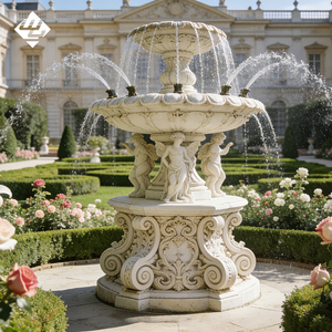 <span class=keywords><strong>Fontaine</strong></span> d'eau en marbre naturel sculptée à la main sur mesure, sculpture élégante en pierre, élément aquatique parfait pour l'extérieur - Product Image 4