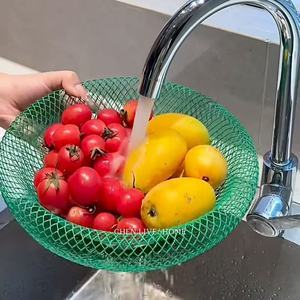 Cesta de frutas moderna de malla de hierro, verde y azul, multifuncional, cestas de almacenamiento para cocina. - Product Image 1