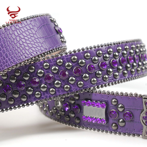 Cinturón de Piel de Cocodrilo de Moda con Piedras, Cinturón de Cuero PU con Pedrería, Diseño de Bb <span class=keywords><strong>Simon</strong></span> - Product Image 2