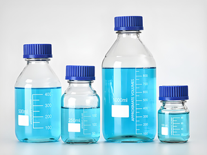 GL45 شفاف البورسليكات زجاجة الكاشف المختبري أواني زجاجية بغطاء لولبي أزرق وختم للاستخدام المختبري - Product Image 1