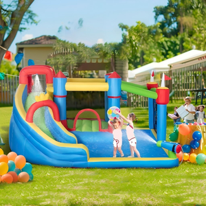 Best Seller 6-in-1 <b>Inflatable</b> PVC Water Park Bounce <b>House</b> with Slide Splash Pool Climbing Wall & Water Cannon for Kids Outdoor - Product Image 2