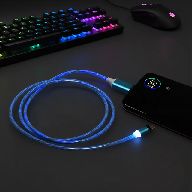 3 in 1 Flow Luminous Lighting LED USB Cable Charging Light up Cable for iPhone 17 16 15 14 13 Samsung Multi Usb Port USB C