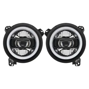 OEM RGBW LED Color 9'' JL JT LED Halo Ring Headlights 80W High Low Beam Turn Signal headlights for jeep