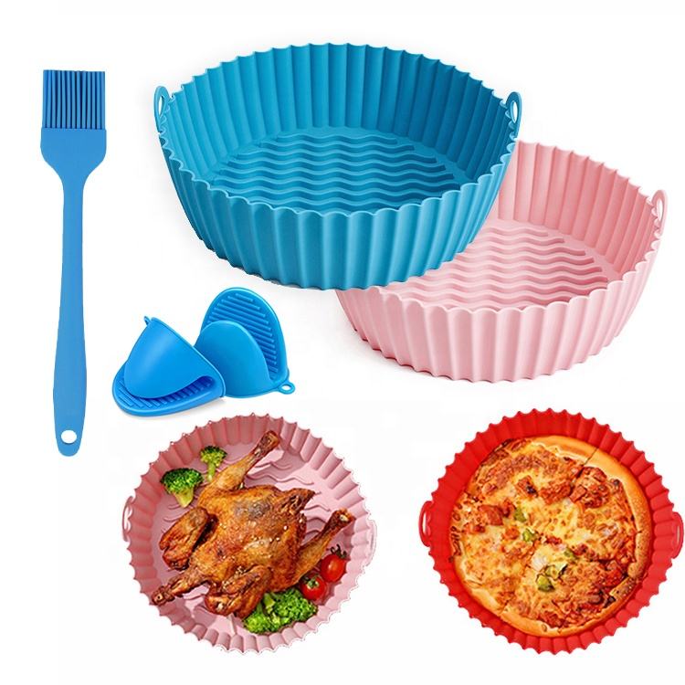 OEM/ODM 7,5 дюйма/8,5 дюйма, силиконовый коврик для жарки, сковорода, силиконовая корзина для жарки, поднос для жарки, силиконовые вкладыши для жарки
