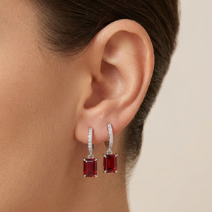 Pendientes de Aro de Plata S925 con Rubí, Estilo Moderno y a la Moda, para Mujer, Ideales para Bodas y Regalos, de Fabricantes Reconocidos - Product Image 3