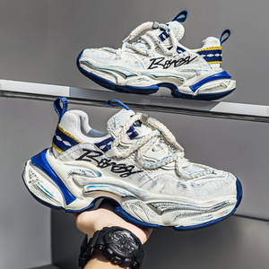 Chaussures de papa vintage super tendance pour homme, effet délavé, respirantes, antidérapantes, à lacets, empeigne en maille, semelle intermédiaire en caoutchouc - Product Image 1