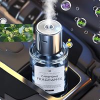 Diffuseur de parfum pour voiture 160 ml, rechargeable par USB, pour porte-gobelet, pulvérisateur ultrasonique d'huiles essentielles, bouteille en verre, lumière d'ambiance