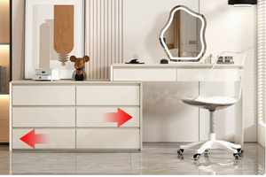 Coiffeuse moderne en panneaux éco-responsables couleur crème avec rangement pour chambre à coucher, à poser au sol, origine Chine - Product Image 2