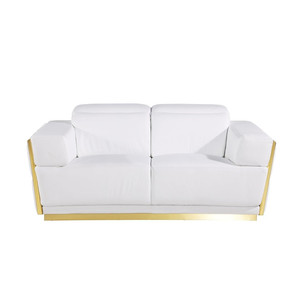 HMS 70 bianco argento pelle italiana Chesterfield Loveseat High-End mobili per la casa per salotti vera pelle spugna - Product Image 1