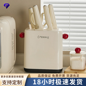 Creamy Knife Holder Plastic Kitchen Storage Rack Multi Functional Chopstick Organizer For Kitchen Use - Product Image 5