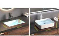JYN 39 pouces pierre d'ingénierie salle de bain vanité meubles en bois massif récupéré armoire de salle de bain rustique