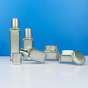 In Stock Fancy Gold Skin Care Square <b>Plastic</b> Acrylic Cosmetic Packaging Cream <b>Jars</b> and Lotion Bottles - Product Image 6