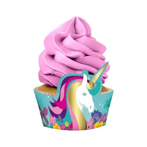 Venta al por mayor topper de la torta de bolso-Nuevo diseño, suministros de fiesta de unicornio azul, envoltorio de pastel, decoraciones de fiesta para niños, fiesta de cumpleaños 201619