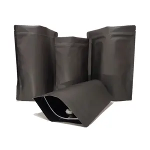 8oz magazzino nero kraft paper stand up chiusura lampo del sacchetto del sacchetto per il caffè