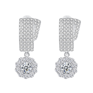 VVS Moissanite <b>Snowflake</b> Drop <b>Earrings</b> 925 Sterling Silver Rhodium Plated Full Sparkle Luxury Fine Jewelry for Women Wedding - Product Image 1