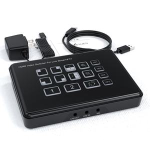 1080P 2チャンネルHDMIカメラライブストリーミングビデオミキサースイッチ 2入力2出力放送用ビデオスイッチャー PIPマイクライン入力オーディオミキシング - Product Image 3