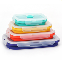 ODM/OEM Boîte à bento en silicone sans BPA Conteneur de stockage des aliments pliable multi-taille Boîte à lunch pliable réutilisable Couvercle PP Travail Bébé