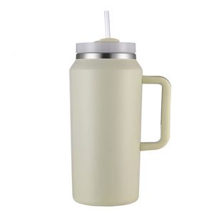 Powder Coated 64Oz Large Capacity Giant Travel Car 304 Stainless Steel Insulation Ice Bucket Cup Water <b>Bottle</b> With Handle Straw - Product Image 2
