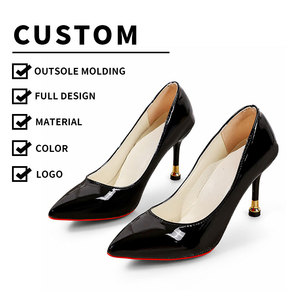 Nouvelles <span class=keywords><strong>Chaussures</strong></span> de Bureau pour <span class=keywords><strong>Femme</strong></span>, Style Sexy, Bout Pointu, Talons Fins 10,5 cm, en Cuir Verni PU, Talon Circulaire en Forme d'Haltère, XDD50 - Product Image 1
