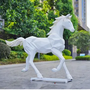 Геометрическая скульптура льва из смолы скульптура животного лошади Абстрактная фигура животного для украшения сада