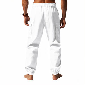 Pantaloni all'ingrosso <span class=keywords><strong>da</strong></span> <span class=keywords><strong>uomo</strong></span> pantaloni <span class=keywords><strong>di</strong></span> <span class=keywords><strong>lino</strong></span> <span class=keywords><strong>da</strong></span> <span class=keywords><strong>uomo</strong></span> tinta unita pantaloni in vita elastica vestiti <span class=keywords><strong>da</strong></span> lavoro Casual pantaloni personalizzati - Product Image 2