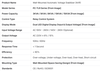 Stabilisateur de tension automatique mural 3KVA 5KVA 10KVA 15KVA Type relais AVR Régulateur de tension AC 220V avec affichage LED