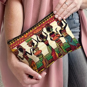 Pochette cosmétique ethnique africaine pour femmes, sac à fermeture éclair avec imprimé artistique traditionnel coloré, organiseur de <span class=keywords><strong>maquillage</strong></span> de voyage - Product Image 3