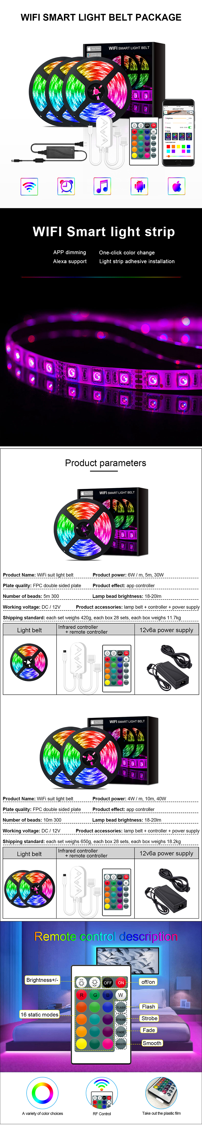 Tuya RGBIC Remote Control Adapter LED Strip Light 5050 SMD 2835 WiFi Suit Light belt