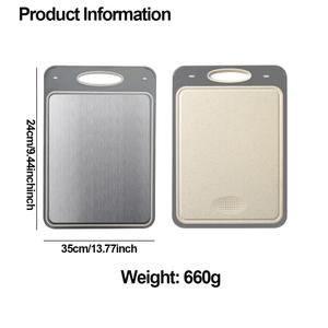 Planche à découper en acier inoxydable et paille de blé Planche à découper en acier inoxydable 304 Planche à découper double face 2 en 1 pour la cuisine - Product Image 5