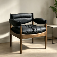 Fauteuil de chasse danois Tenghang de style mi-siècle, en cuir huilé ciré, avec structure en bois massif, fauteuil individuel de designer pour salon ou chambre