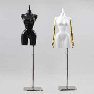 Mannequin <span class=keywords><strong>Femme</strong></span> Courbes BBL Demi-<span class=keywords><strong>Buste</strong></span> Forme Robe Taille S Hancches Poitrine Torse Féminin Support Doré Présentoir Vitrine - Product Image 3
