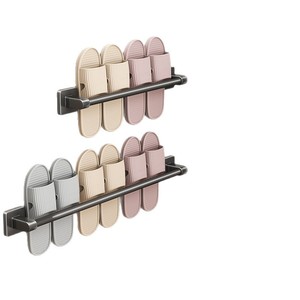 <b>Wall</b> Mounted Slipper <b>Rack</b> With Drainage For Bathroom Door Back Storage No Drilling Required Durable Design - Product Image 5