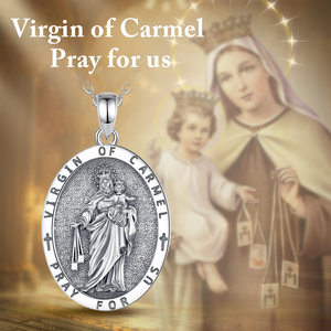 Merryshine - Regalo Religioso Cristiano, Colgante Ovalado Unisex de Nuestra Señora del Monte Carmelo, Collar de Plata de Ley 925 con la Virgen María - Product Image 5