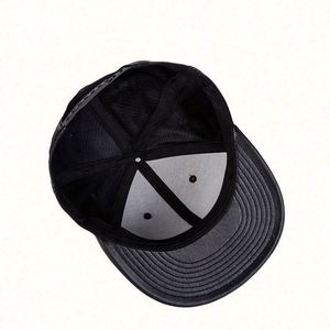 Gorra de Hip Hop para Hombre, Estilo Urbano, Versátil, de Cuero Negro, con Visera Plana, Gorra Moderna - Product Image 4