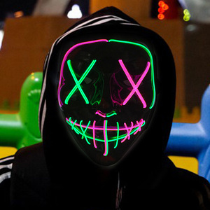 Masque LED PVC Lumineux Fil EL Halloween Horreur Fantôme DC3V Piles Autonomie 10-12h pour Fête Déguisement Cosplay - Product Image 6