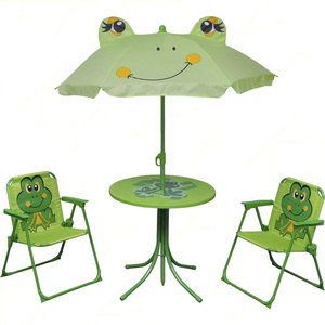 Ensemble de 4 pièces pour enfants, table décorée de grenouilles, 2 chaises, parasol - Ensemble de meubles pour enfants - Product Image 1