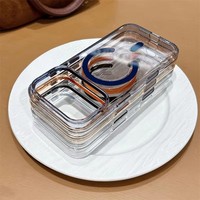 Casing Ponsel Magnetik PC Transparan Jernih Oranye Kristal Anti Kuning Berkualitas Tinggi 2mm untuk iPhone 16 17 Pro Max dengan Tombol AI