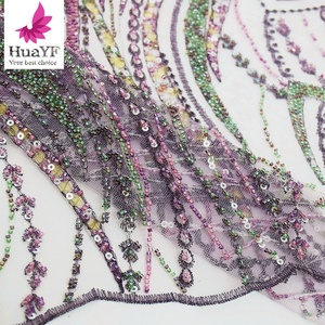HY2412 Hot Sale Embroidered Mix Color Beaded Sequins <strong>Lace</strong> Tulle Dress <strong>Wholesale</strong> <strong>Fabric</strong> - Product Image 4