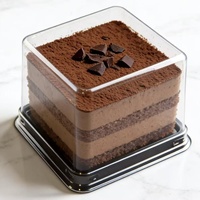 Boîte de rangement carrée en plastique PET de qualité alimentaire haute transparence avec impression UV pour l'emballage de gâteaux et de desserts, pâtisserie