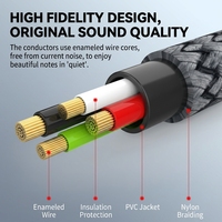Câble audio auxiliaire Justlink 3-en-1 3,5 mm vers Type-C tressé HiFi stéréo pour haut-parleur de voiture, téléphone, iPhone