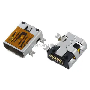 Conector hembra Mini USB tipo B, 10 pines SMT SMD, Conector de montaje, boca plana, personalizado, 10 Uds.