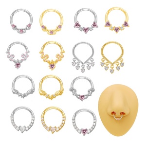 Gaby <span class=keywords><strong>Piercing</strong></span> de Acero Quirúrgico 316L con Segmento Articulado en Forma de Corazón, Clicker para Septum, Aro para Oreja <span class=keywords><strong>Daith</strong></span> y Anillo para Nariz - Product Image 1